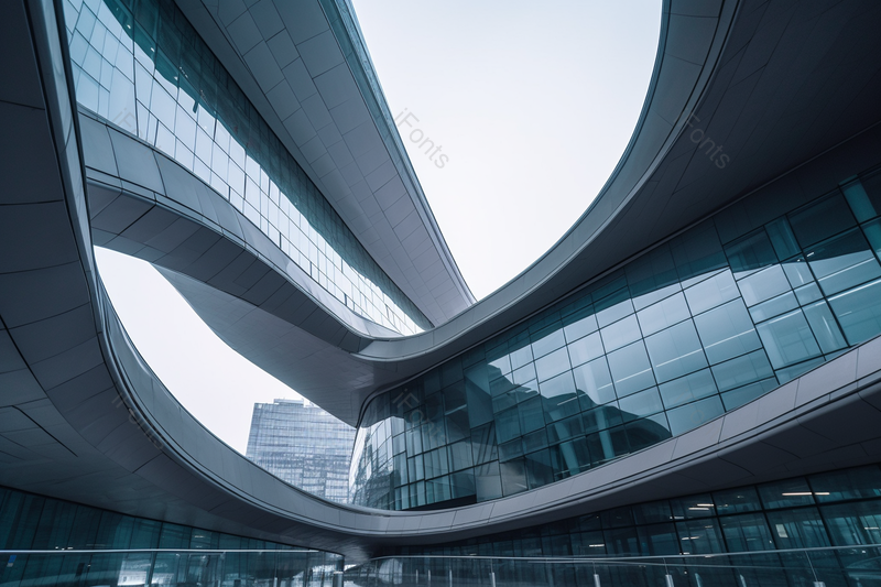 建筑现代城市都市实拍流线型艺术高楼玻璃幕墙摄影,高清,摄影图,摄影图片,图片大全,摄影图免费下载